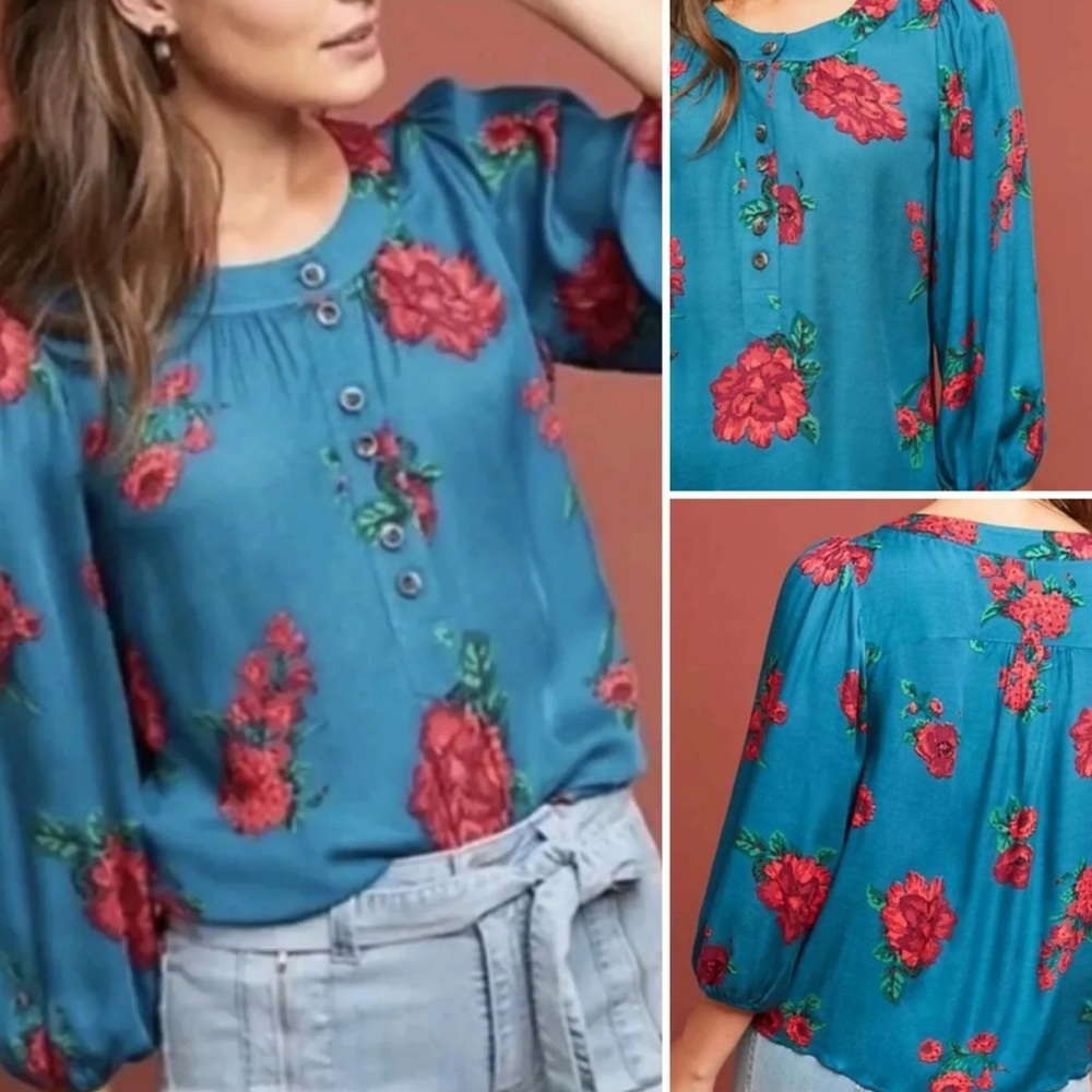 Maeve Anthropologie Kalas Henley Blouse XS